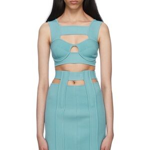 Herve Leger Aqua Crop Top & Skirt